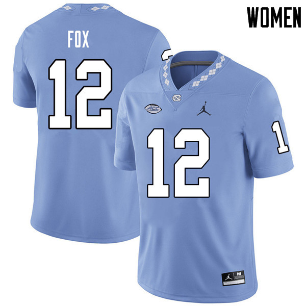 Jordan Brand Women #12 Tomon Fox North Carolina Tar Heels College Football Jerseys Sale-Carolina Blu